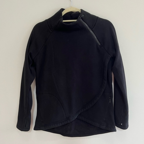 Athleta Cozy Karma Asym Pullover Black Sweater, Size XS - Picture 4 of 11